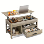 Lift Top Coffee Table with Storage Drawers & Hidden Compartment – Modern Wood Living Room Center Table, Space-Saving Multifunctional Design, 5 Colors
