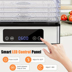 Food Dehydrator Machine 5 Stainless Steel Trays 420W 48H Timer 95-160F Temp Control for Jerky Herbs Meat Fruit with Recipe Book