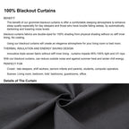 100% Blackout Curtains 4 Panels - Thermal Insulated Heat & Noise Blocking Room Darkening Energy Saving Drapes for Living Room Bedroom Balcony Courtyard, Elegant Partition Curtains