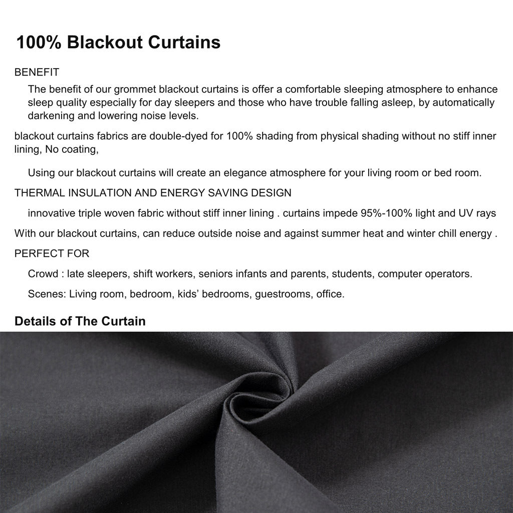 100% Blackout Curtains 4 Panels - Thermal Insulated Heat & Noise Blocking Room Darkening Energy Saving Drapes for Living Room Bedroom Balcony Courtyard, Elegant Partition Curtains
