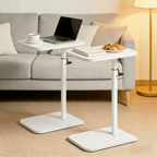 C-Shaped Side Table with Adjustable Height and 360° Rotatable Top – Laptop Sofa Table Coffee Table for Living Room Bedroom in Black White or Brown