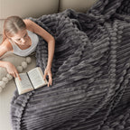 Faux Rabbit Fur Throw Blanket Ultra Soft Fluffy Striped Plush Blanket for Couch Bed Sofa Luxury Warm Winter Blanket Pink Light Brown