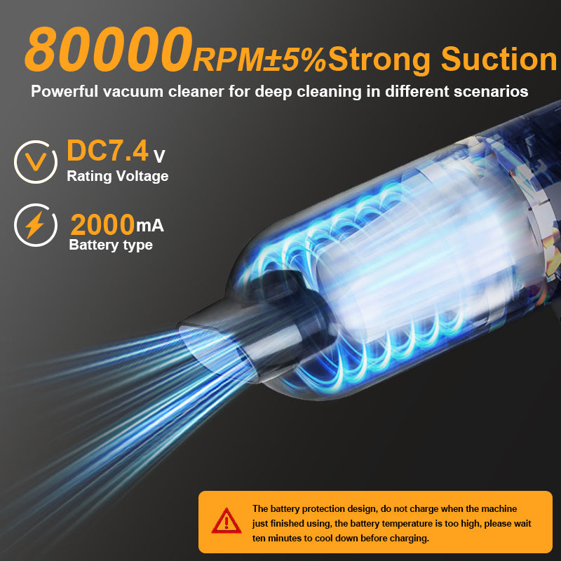 Cordless Handheld Vacuum Cleaner 12KPa High Suction – Blow & Suction Dual Mode, Ultra-Lightweight 12.2oz, 2x2000mAh Battery, Type-C Charging, Mini Portable Vacuum for Car Home Office Pet Hair