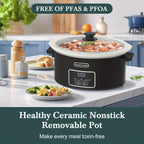 Large Digital Slow Cooker 6QT & 8QT with Stoneware Pot, Programmable Keep Warm Function, One-Touch Digital Display, 240W — Family Dinners, Roasts & Stews, Red White Black Blue