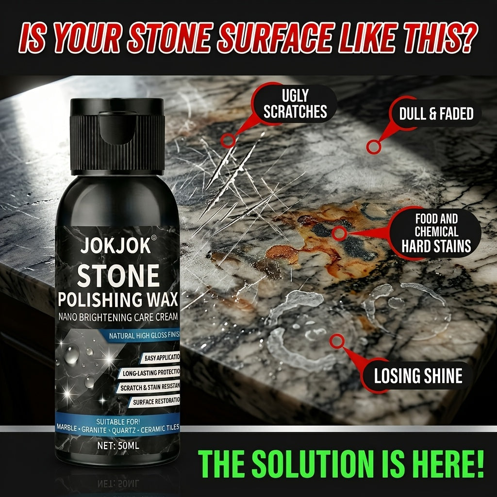 Floor Polishing Wax Paste for Marble Granite Quartz Ceramic Tile | Nano Brightening High Gloss Finish, Scratch Repair & Stain Protection, Long-Lasting Stone Care Polish for Home Floors