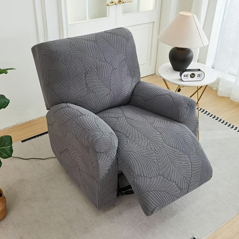 Jacquard Leaf Recliner Cover Stretch Single Seat Armchair Slipcover – Furniture Protector for Living Room, Bedroom & Office – Green, Blue, Gray, Off White – Multiple Colors