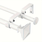 Double Curtain Rod Adjustable 28-48 / 48-84 / 84-120 Inch – 5/8" Front & 1/2" Back Drapery Rod Set with Square Urn Finials & Mounting Hardware | 5 Finishes