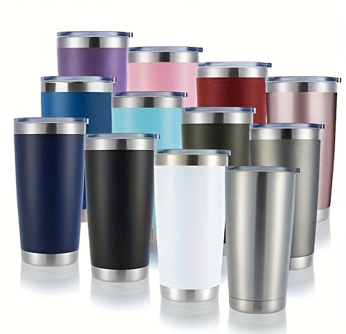 20oz Insulated Travel Coffee Tumbler 8-Pack – Stainless Steel Mug with Lid & Straw | Animal Print | Hot & Cold Drinks | Outdoor, Holiday & Valentine’s Gift