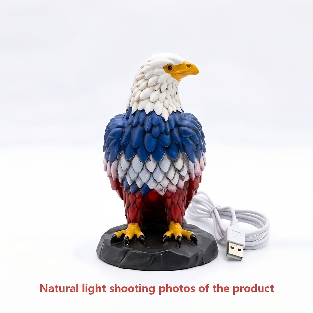 Eagle Night Light Boho Retro 3D Resin Animal Table Lamp – Stained Glass Style LED Bedroom Desk Lamp, Creative Home Decor Gift for Birthday Christmas