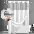Hookless Shower Curtain Waffle Pattern with Snap-On Liner - Luxury Hotel Style Bathroom Decor, No Hooks Needed, Cloud White Dark Night Deep Gray, Holiday Housewarming Gift