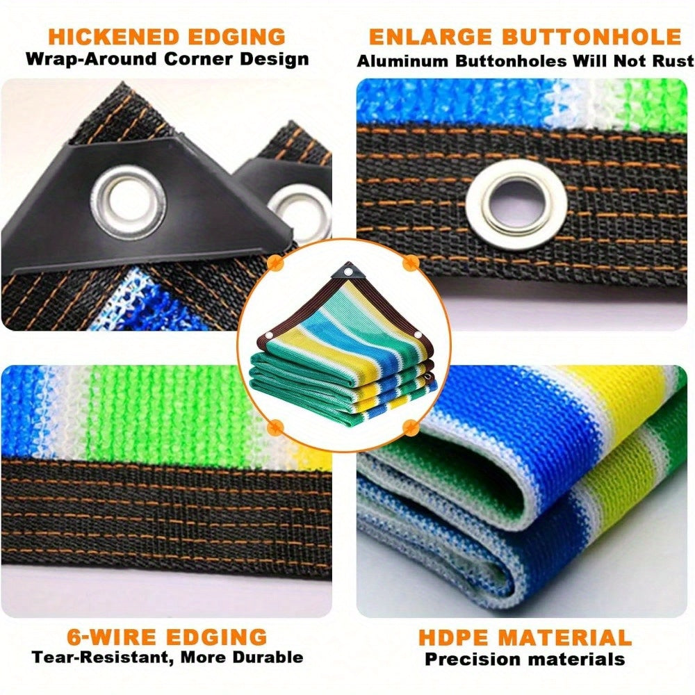 Shade Cloth UV Resistant HDPE Sunshade Net Outdoor Garden Canopy Sun Shade Cover 85% Blockage Multicolor Rectangular