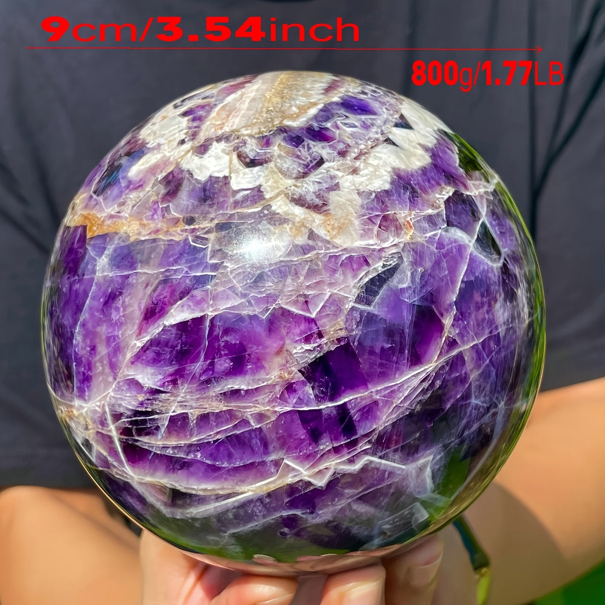 Natural Brazilian Crystal Ball Deep Purple 1.7 Lb – Bohemian Style Polished Stone Desktop Decoration for Home & Office, Valentine's Day Gift, Carnival & Holiday Decorative Ornament