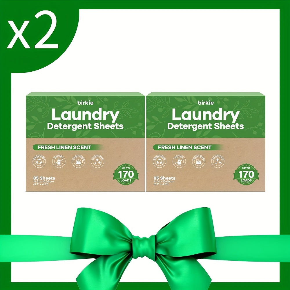 Laundry Detergent Sheets 170 Loads – 85 Sheets Liquid-Free Eco-Friendly Formula, Fresh Linen Fragrance, No Plastic Jug, HE Compatible, Available in Multi-Packs