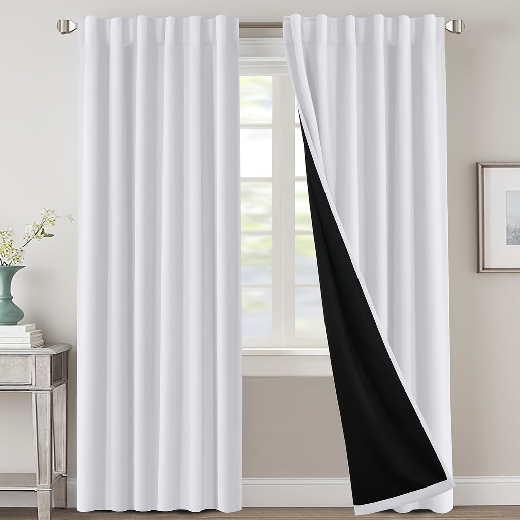 Blackout Curtains 2 Panels 100% Room Darkening 96 Inch Long – Triple Weave Thermal Insulated Back Tab & Rod Pocket Window Drapes for Bedroom & Living Room
