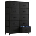10-Drawer Fabric Storage Cabinet with Hardwood Tabletop | Dresser Organizer for Clothing Bags & Accessories | Black White Rust Gray