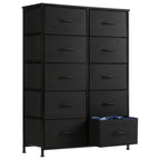 10-Drawer Fabric Storage Cabinet with Hardwood Tabletop | Dresser Organizer for Clothing Bags & Accessories | Black White Rust Gray