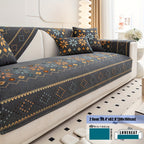 Embroidered Chenille Sofa Slipcover Bohemian Geometric Floral Pattern | Non-Slip Machine Washable Couch Cover for 1-2-3-4 Seater with Armrest & Pillow Cover Options, 6 Colors