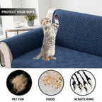 Quilted Sofa Cover One-Piece Cushion Slipcover with Anti-Slip Elastic Band – Pet-Friendly Scratch-Resistant Washable Removable Furniture Cover for Living Room Bedroom Hotel Home Decor