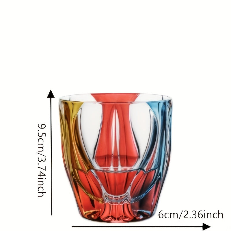 Czech Crystal Hand-Painted Wine Glass 150ml – Luxury Three-Color Painted Drinkware for Red Wine & Whiskey | Elegant Gift & Table Decoration