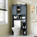 Farmhouse Over Toilet Cabinet with Sliding Doors Engineered Wood Adjustable Shelf Toilet Paper Holder Stand Space Saving Bathroom Storage No Wall Mount Multiple Colors