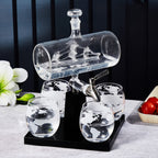 Whiskey Decanter Set with Glasses and Wooden Stand Globe Decanter Ball or Sailboat Design Gift for Whiskey Lovers Birthdays Weddings Anniversaries
