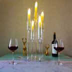 Acrylic Candelabra Centerpiece Set of 2 – Clear 5-Arm Candle Holder with Shades, 3-Height Design for Wedding, Christmas, Thanksgiving, Birthday & Party Table Decor – Fits 0.87" LED Candles