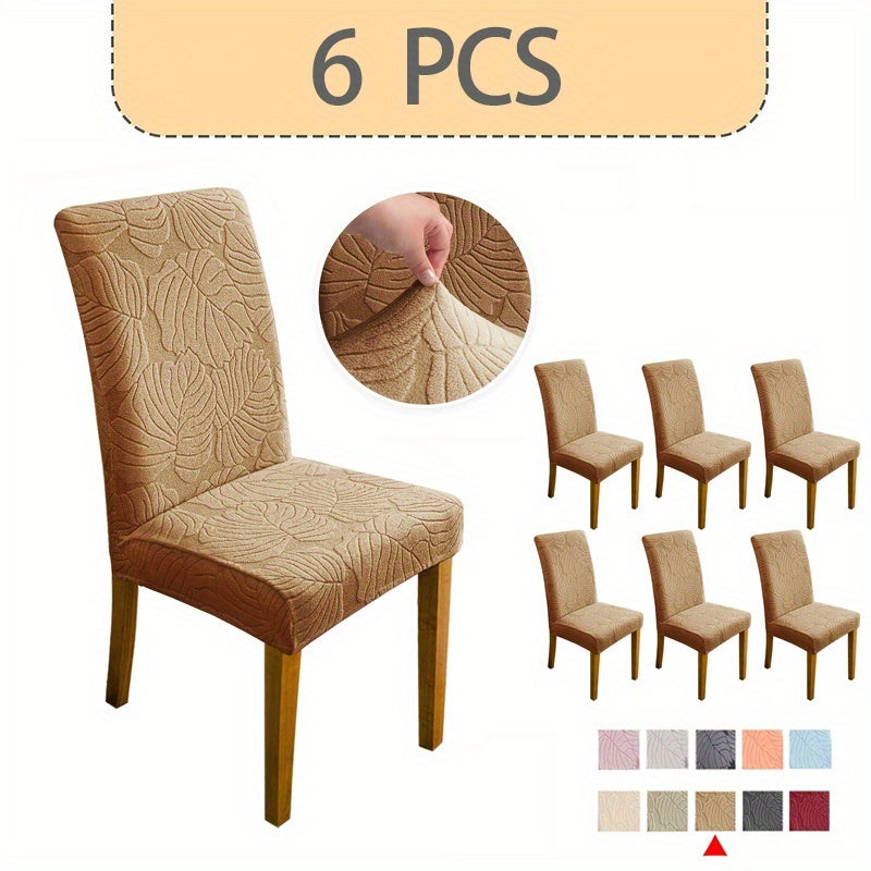 Jacquard Stretch Dining Chair Covers 4/6pcs – Removable Washable Elastic Chair Slipcovers for Dining Room & Kitchen, 10 Colors, Christmas & Holiday Home Decor Chair Protector