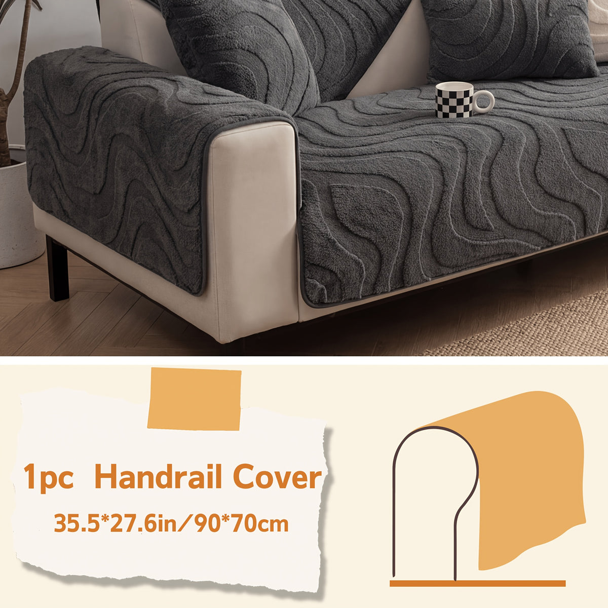 Velvet Sofa Cover Non-Slip Washable Plush Couch Slipcover Pet Friendly Thick Padded Furniture Protector 1 2 3 4 5 Seat Living Room Bedroom