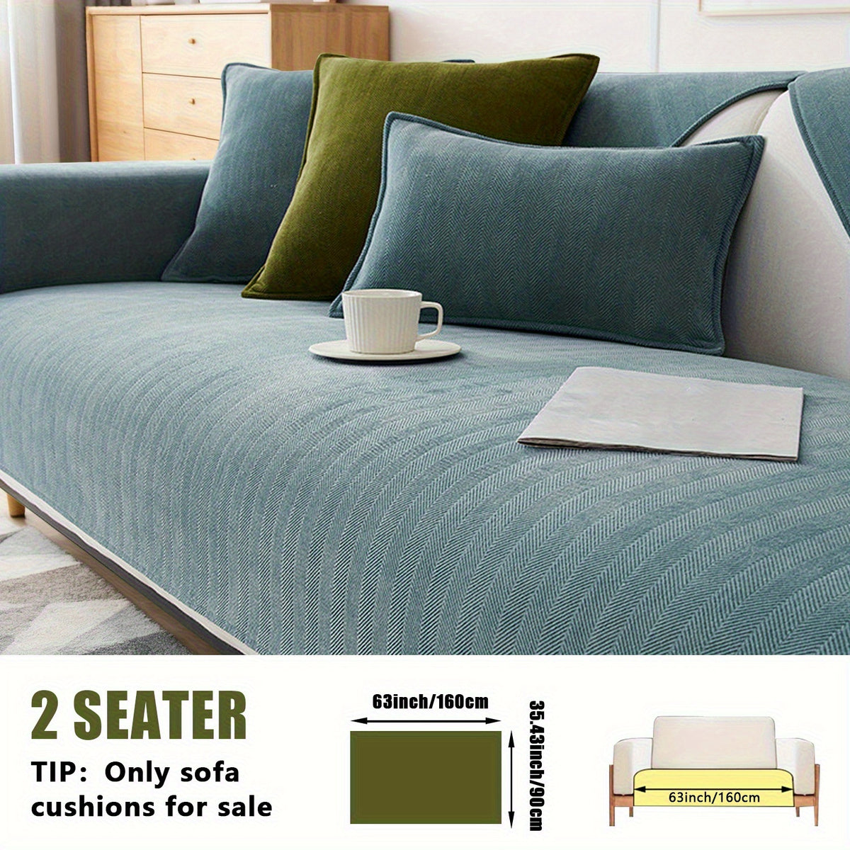 Chenille Ribbed Sofa Cover – Pet-Friendly Non-Slip Stretch Slipcover, Machine Washable Sofa Protector for 2, 3 & 4-Seater and Sectional Sofas, Modern Living Room Couch Cover