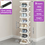 Stackable Shoe Rack Organizer 6 or 9 Tier – Plastic Vertical Shoe Shelf for Entryway, Hallway, Bedroom & Closet, Holds 6–9 Pairs, Easy Assembly, Black or White