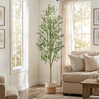 Artificial Olive Tree with Basket, Planter & Moss 5ft 6ft 7ft – Tall Indoor Fake Olive Plant with Realistic Wood Trunk, Lifelike Branches & Fruits for Office, Living Room & Spring Summer Home Decor