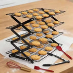 Foldable Cooling Rack Set with Baking Tools – Stackable Oven Cookie Cake Drying Rack, 3/4/5 Piece with Silicone Spatula, Egg Beater & More, Holiday Baking Gift