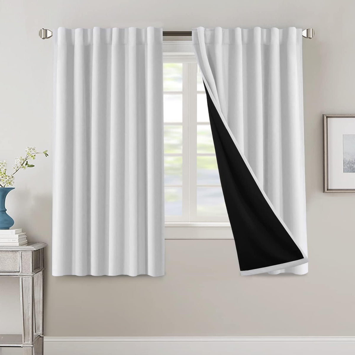 Blackout Curtains 2 Panels 100% Room Darkening 96 Inch Long – Triple Weave Thermal Insulated Back Tab & Rod Pocket Window Drapes for Bedroom & Living Room