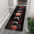 Bohemian Moon Phase Floral Kitchen Rug – Non-Slip Washable Rectangle Area Mat for Bedroom, Living Room, Entryway, Laundry Room & Hardwood Floors, Boho Home Decor, 16x48 & 18x60 Inch