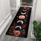 Bohemian Moon Phase Floral Kitchen Rug – Non-Slip Washable Rectangle Area Mat for Bedroom, Living Room, Entryway, Laundry Room & Hardwood Floors, Boho Home Decor, 16x48 & 18x60 Inch