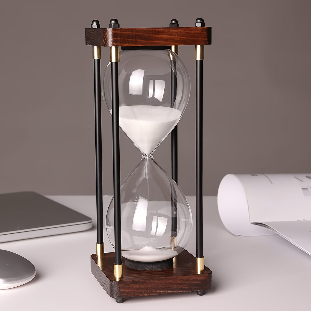 Decorative Hourglass Timer 60 Minute with Wooden Frame - Large Sand Timer for Kitchen Cooking, Home Office Bedroom Decor, Unique Gift for Birthday, Valentine's Day & Holidays
