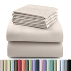 Hannah Bedding Sheet Set 6pcs Brushed Polyester 16" Deep Pocket – Embroidered Pillowcases Hotel Luxury Soft Bed Sheets for Twin Full Queen King Cal King, 24 Colors