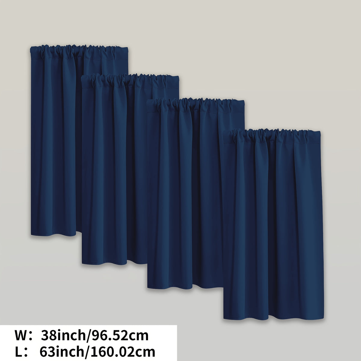 Blackout Curtains Rod Pocket 4 Panels - Thermal Insulated Room Darkening Noise Reducing Matte Drapes for Bedroom Living Room Office, 9 Colors 11 Sizes