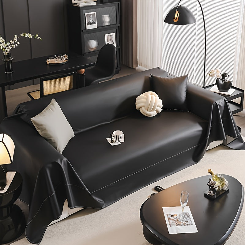 Faux Leather Sofa Cover Universal Anti-Slip Pet Friendly Machine Washable Couch Slipcover All Season Light Grey Coffee Black 3 Sizes