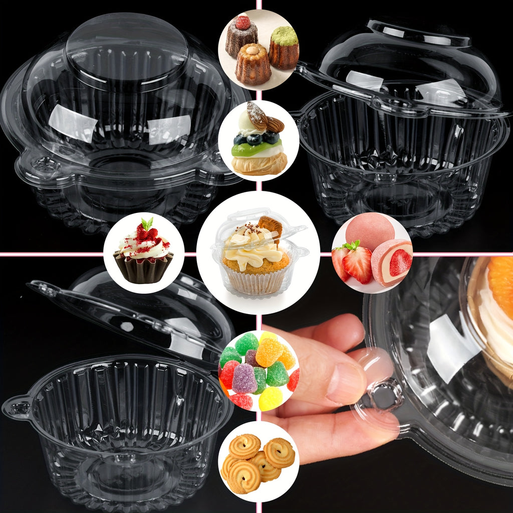 Cupcake Boxes with Dome Lids 80pcs Individual Clear Plastic Cupcake Containers Single Cupcake Holder for Muffins Pastries - Bakery Packaging for Party Picnic Restaurant Mother's Day Gifts, 50/80 Pack