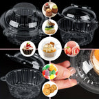 Cupcake Boxes with Dome Lids 80pcs Individual Clear Plastic Cupcake Containers Single Cupcake Holder for Muffins Pastries - Bakery Packaging for Party Picnic Restaurant Mother's Day Gifts, 50/80 Pack