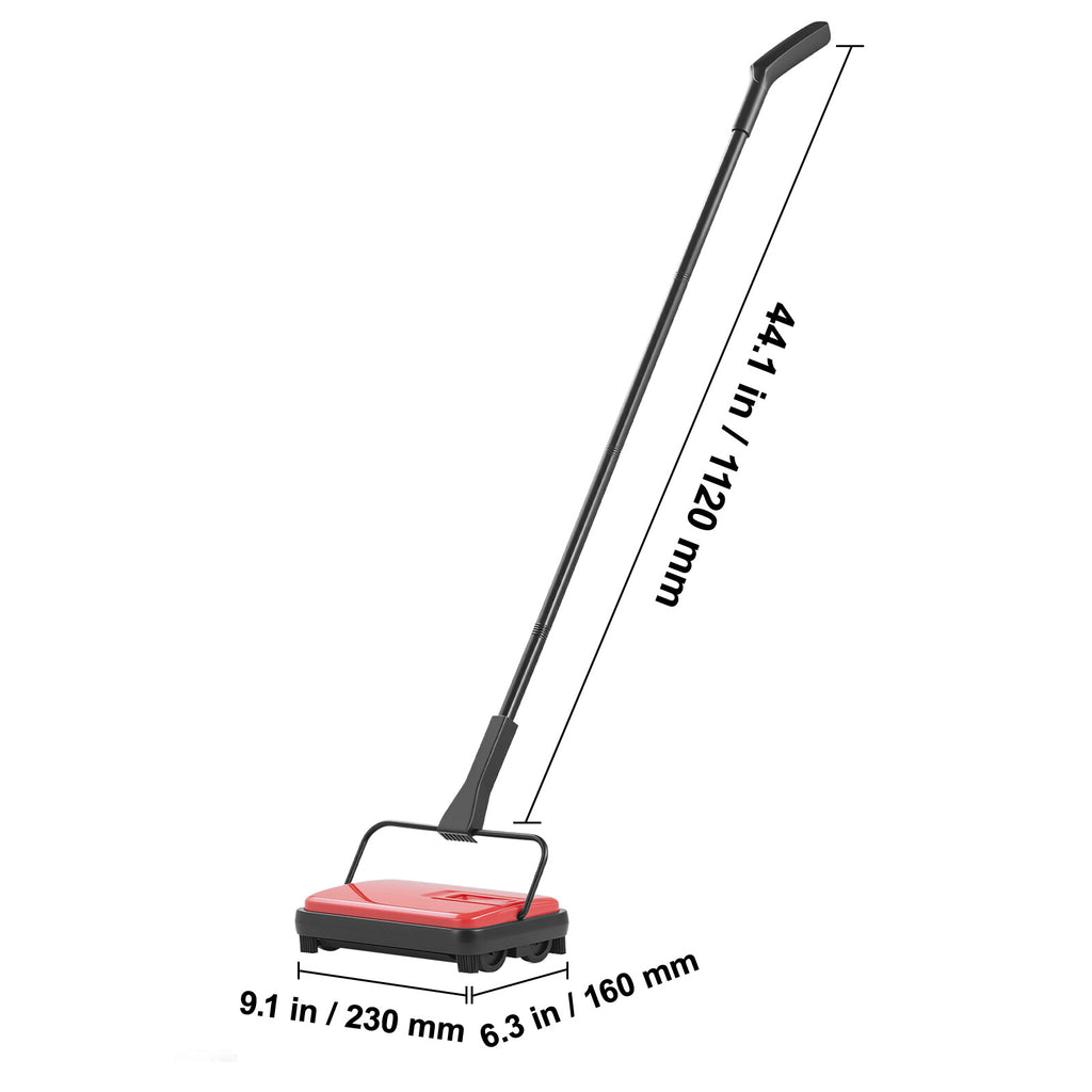 Manual Carpet Sweeper No Battery Needed 300ml Dustbin 180° Rotating Head Floor Sweeper for Carpet Hardwood Tile Pet Hair Home Office