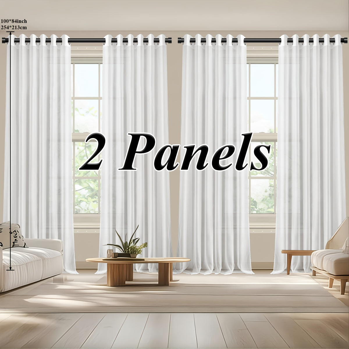 Sheer Curtains Semi Transparent Panels with Top Loop Pleated Header for Bedroom Living Room – Set of 2 or 4, 70-80G Lightweight Fabric, Multiple Sizes & Colors