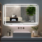 LED Bathroom Mirror with Lights Anti-Fog Dimmable 3 Color Temperatures, Touch Sensor & Wall Switch, Memory Function Tempered Glass Vanity Mirror – Wall Mounted Horizontal or Vertical, 5 Sizes