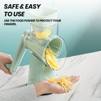 5-in-1 Rotary Cheese Grater with Interchangeable Blades, Suction Cup Base & Handle – Manual Vegetable Slicer Shredder for Cheese, Fruits, Nuts & Vegetables – Easy Clean Kitchen Tool Set
