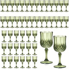 Shatterproof Vintage Champagne & Wine Glasses 48pcs – 7oz Unbreakable Plastic Goblets with Crystal Finish | Reusable Party Cups for Weddings, Outdoor Events & Celebrations | 6 Colors