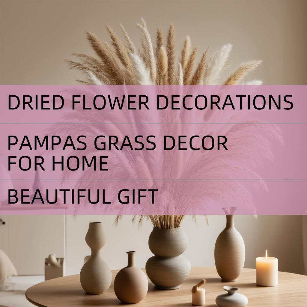 Pampas Grass Bunny Tails Dried Flower Bouquet 125/250pcs, Bohemian Natural Dried Floral Decor for Home, Wedding, Boho Centerpiece, Vase Filler & Farmhouse Arrangement