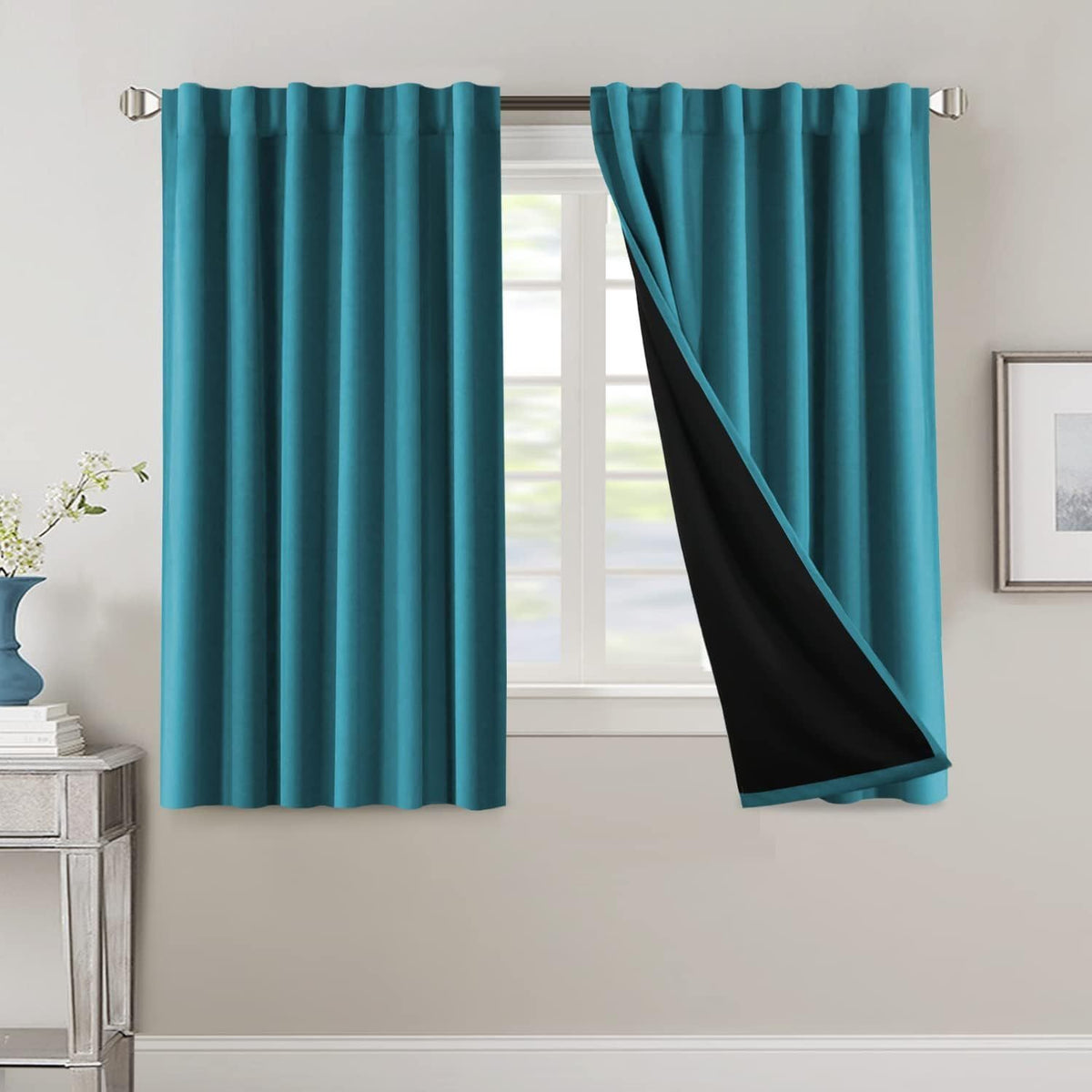Blackout Curtains 2 Panels 100% Room Darkening 96 Inch Long – Triple Weave Thermal Insulated Back Tab & Rod Pocket Window Drapes for Bedroom & Living Room
