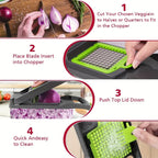 Vegetable Chopper 16-In-1 Professional Onion Chopper Multi-Function Food Slicer Dicer with 8 Blades and Container Kitchen Carrot Cutter Gift for Dad