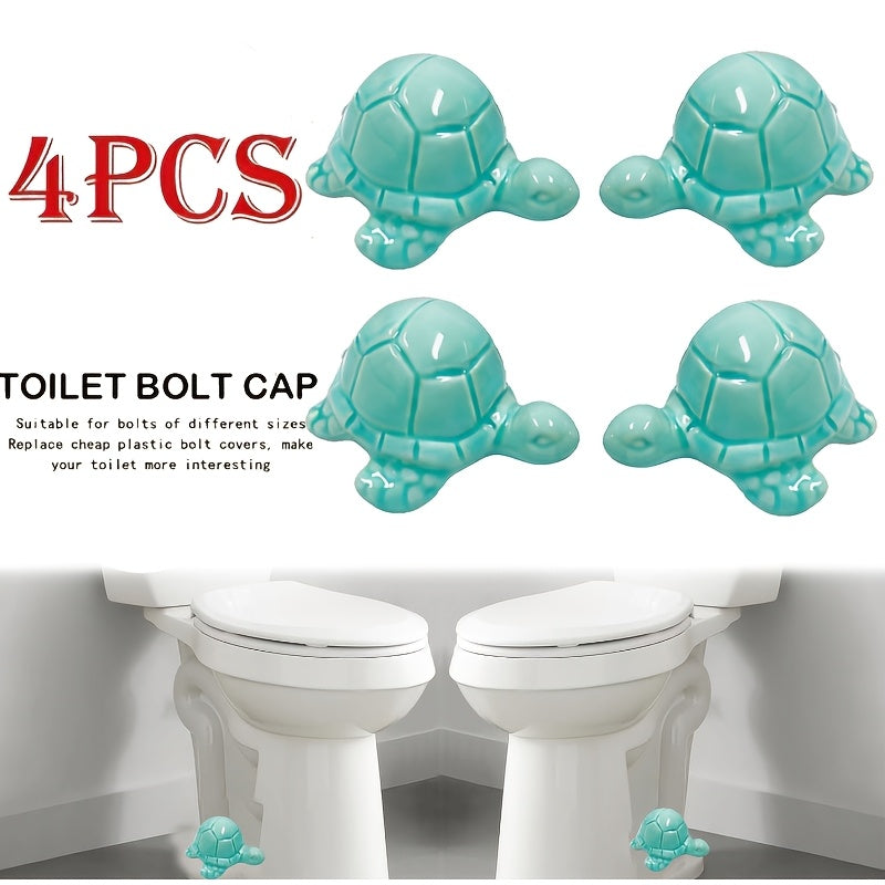 Decorative Toilet Bolt Caps, Rustproof Floor Bolt Covers for Bathroom Decor – Ocean Animal Style, Quick Install, 2 or 4-Piece Sets